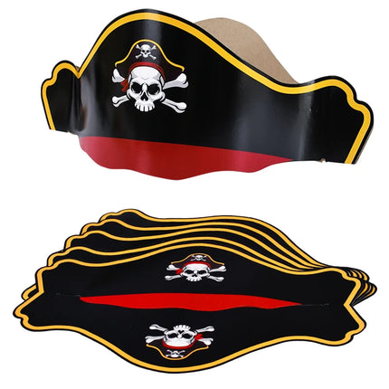 Piratenhut Set Kinder 5 Stueck Papier schwarz gold Totenkopf