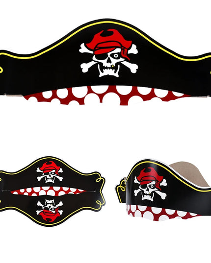 Piratenhut Papier Detail Totenkopf mit gekreuzten Saebeln