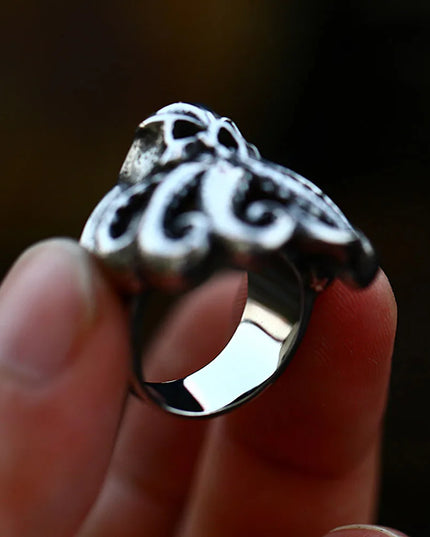Gothic Totenkopf-Oktopus Ring