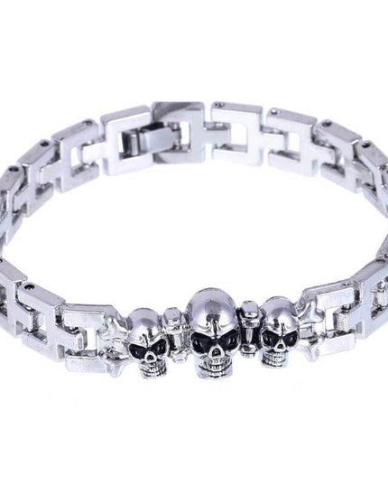 Piratenarmband - dreifache Schädel (Stahl)