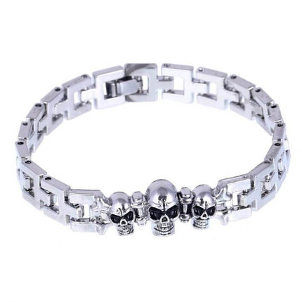 Piratenarmband - dreifache Schädel (Stahl)