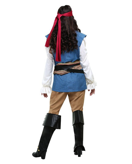 Piratenfrau Verkleidung - karibisches Blau (Größe L)